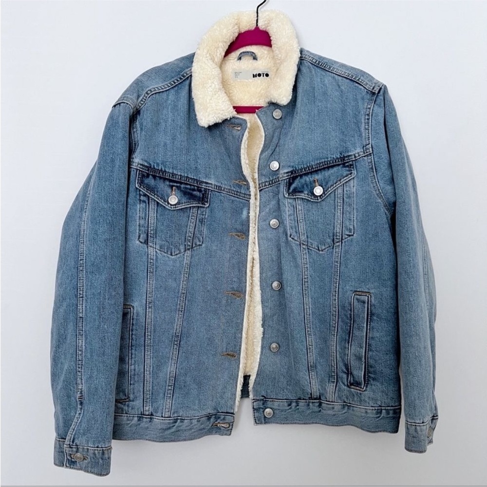 TOPSHOP - Moto Oversized Borg Jacket V2